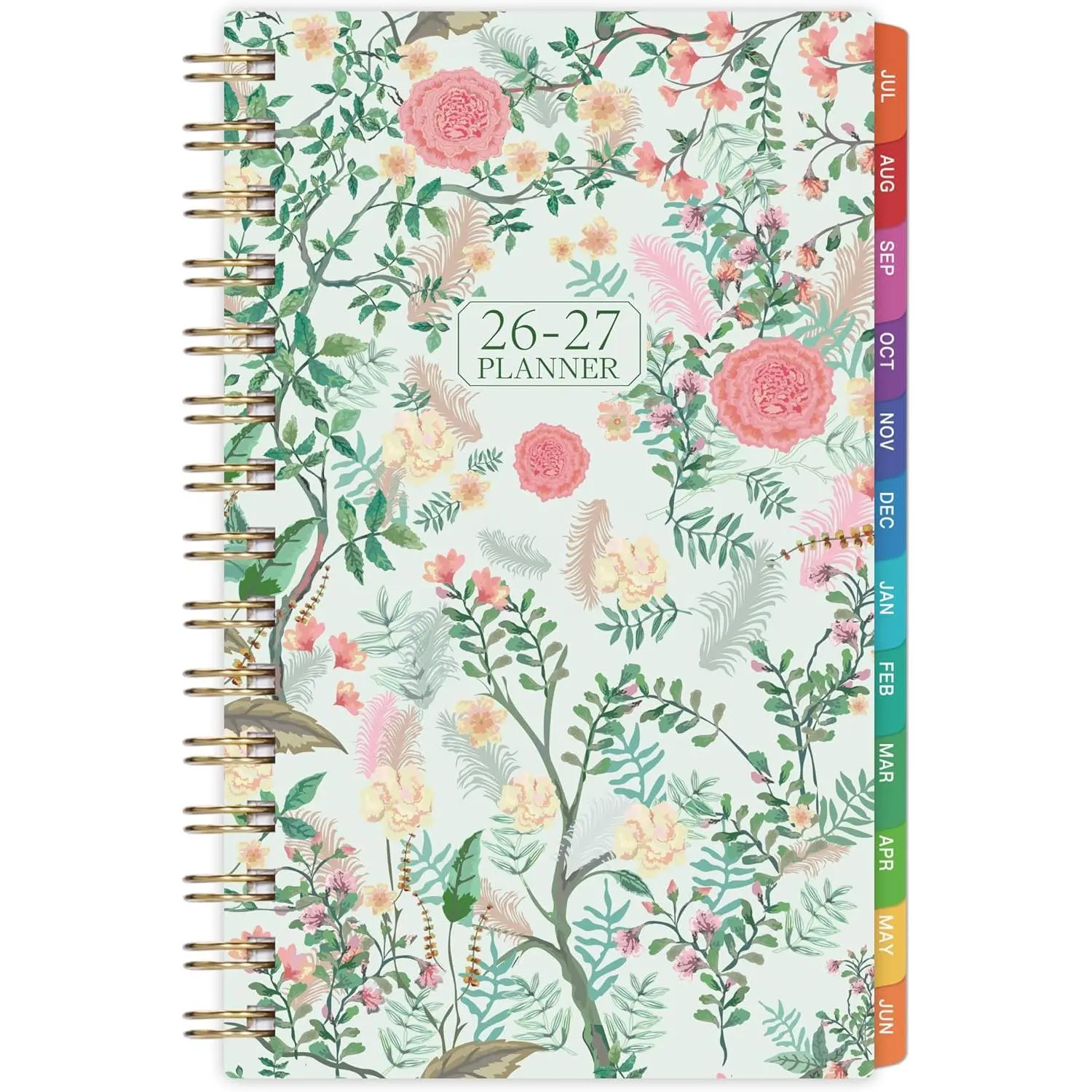Pocket Calendar 2026-2027 - Pocket Planner, Jul 2026 - Jun 2027, 4''×6.8'' | 2026-2027 Pocket Planner for Purse, Planner Weekly and Monthly, 12 Months Tabs,  -wire Binding, Floral Cover