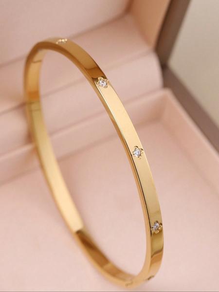 Women's Stainless Steel Bracelet Set, Flower Stud Design, Casual Style Jewelry for Women, Perfect Gift for Her, Stackable Bracelets