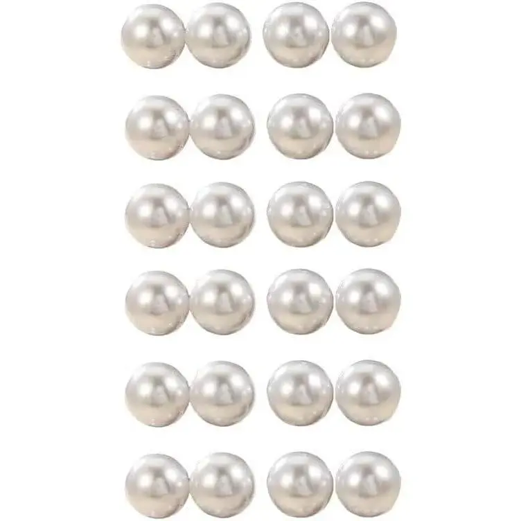 12 Pairs Colorful Imitation  Stud Earrings Set for Women Round Ball  Earrings Bridal Wedding Birthday Party