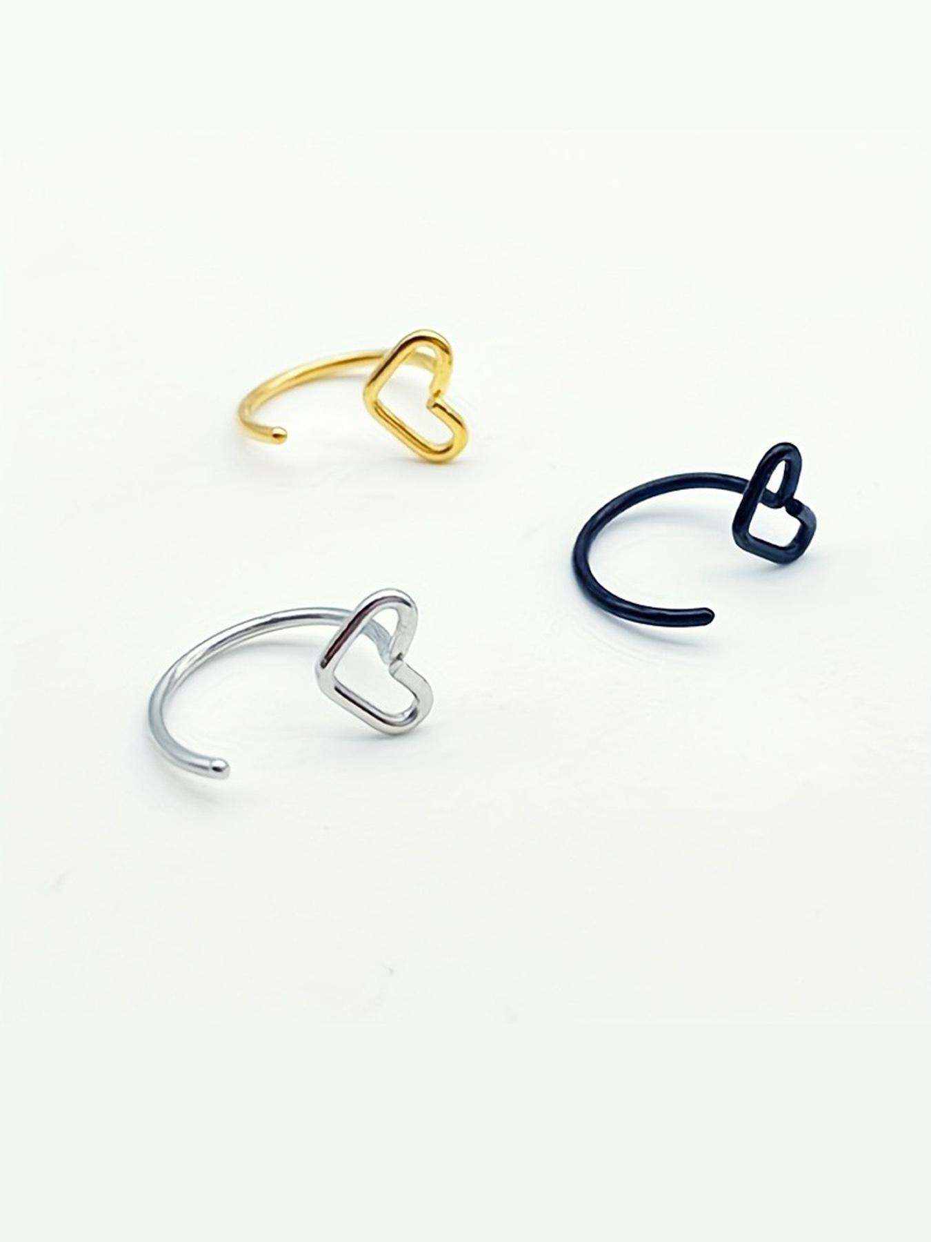 Heart Shaped Nose Stud, Stainless Steel Nose Ring, Body Jewelry for Women & Men, Suitable for Daily Wear