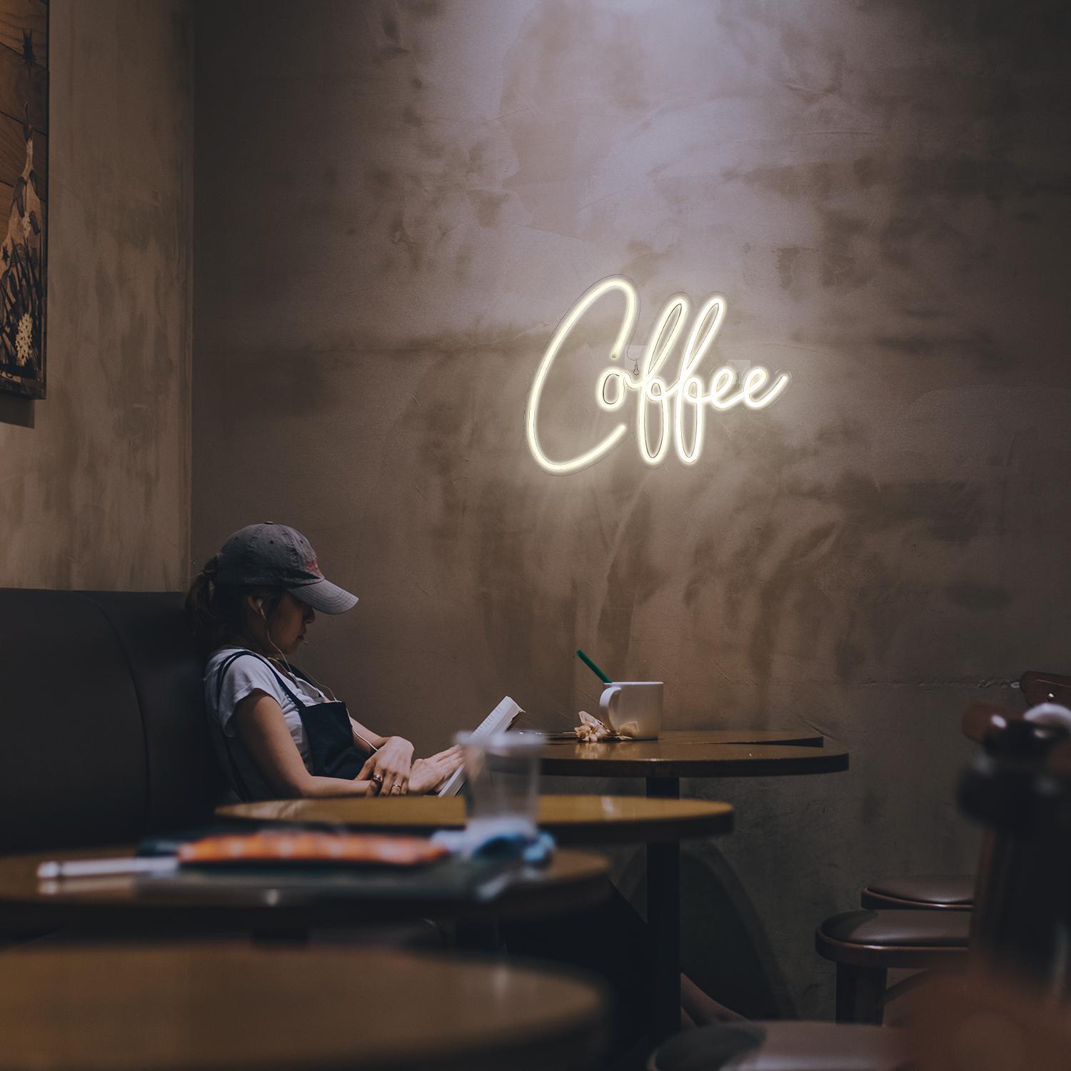 Coffee Neon Sign, USB Powered Neon Light, Creative Wall Mounted Neon Sign, Home Lighting Decoration, Suitable for Coffee Shop, Restaurant, Office, Led Neon Lights