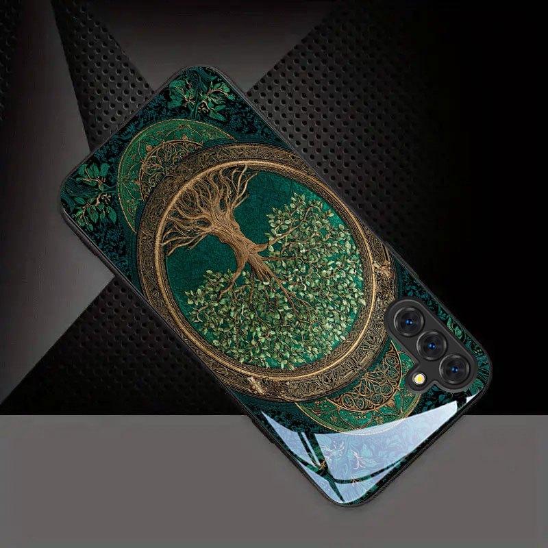 Phone Case: Golden Frame Tree of Life Pattern New Black Tempered Glass Phone Case for Samsung Galaxy S26 S25 S24 S23 S22Pro S21 S20 Fe Plus Ultra Pro A56 A55 A54 A53 A52 A51 A36 A35 A34 A32 A26 A25 A24 A23 A16 A15 A14 A06 A05 A03s