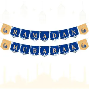 Ramadan Decorations Ramadan Mubarak Decor Pre-Assembled Mubarak Eid Kareem Mlim Banner Sign Ramadan Decorations for Home Fireplace Indoor Wall Party Supplies