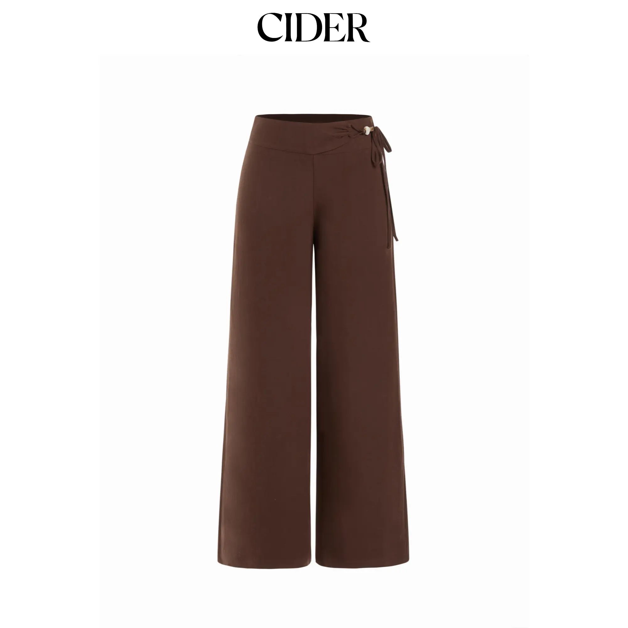 Cider Linen-blend Mid Rise Wrap Wide Leg Trousers