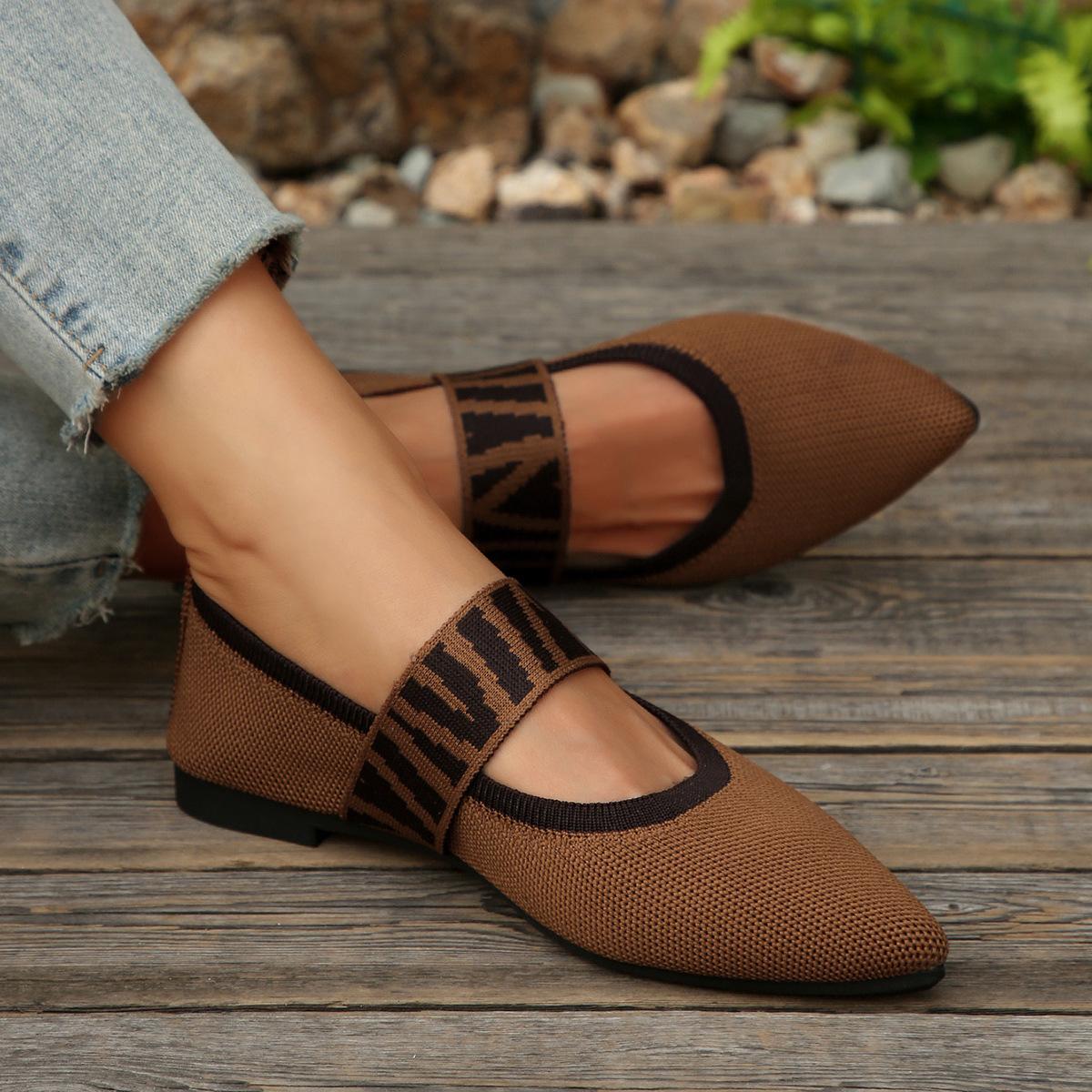 Women's Flyknit Slip On Sneakers Pointed Toe Flat Shoes Breathable Lightweight Comfortable for Work Daily Wear Fashion Casual Trainers with Color Matching Design Women's Flyknit Slip On Sneakers Pointed Toe Flat Shoes Breathable Lightweight Comfortable for Work Daily Wear Fashion Casual Trainers with Color Matching Design