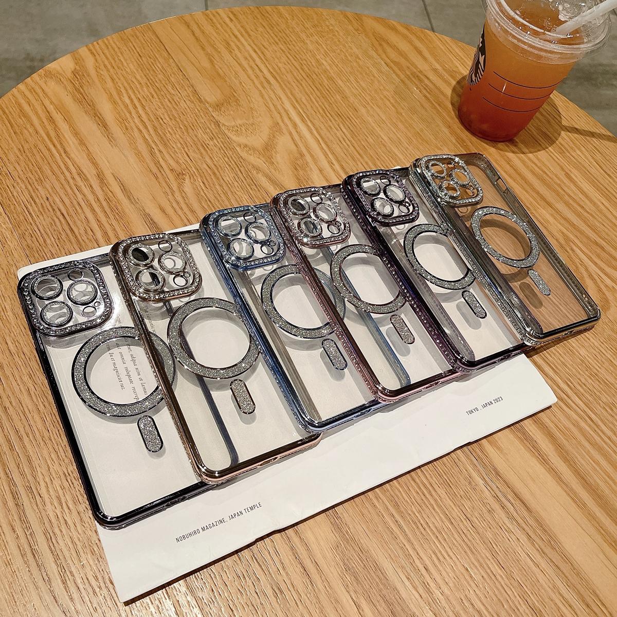 Glitter Transparent Magsafe Wireless Charging Case For iPhone 17 Pro Max 16 15 Plus,Cute Clear Glitter Bling Diamond Rhinestone Sparkly Case Camera Lens Protectors Plating Cover Glitter Transparent Magsafe Wireless Charging Case For iPhone 17 Pro Max 16 15 Plus,Cute Clear Glitter Bling Diamond Rhinestone Sparkly Case Camera Lens Protectors Plating Cover