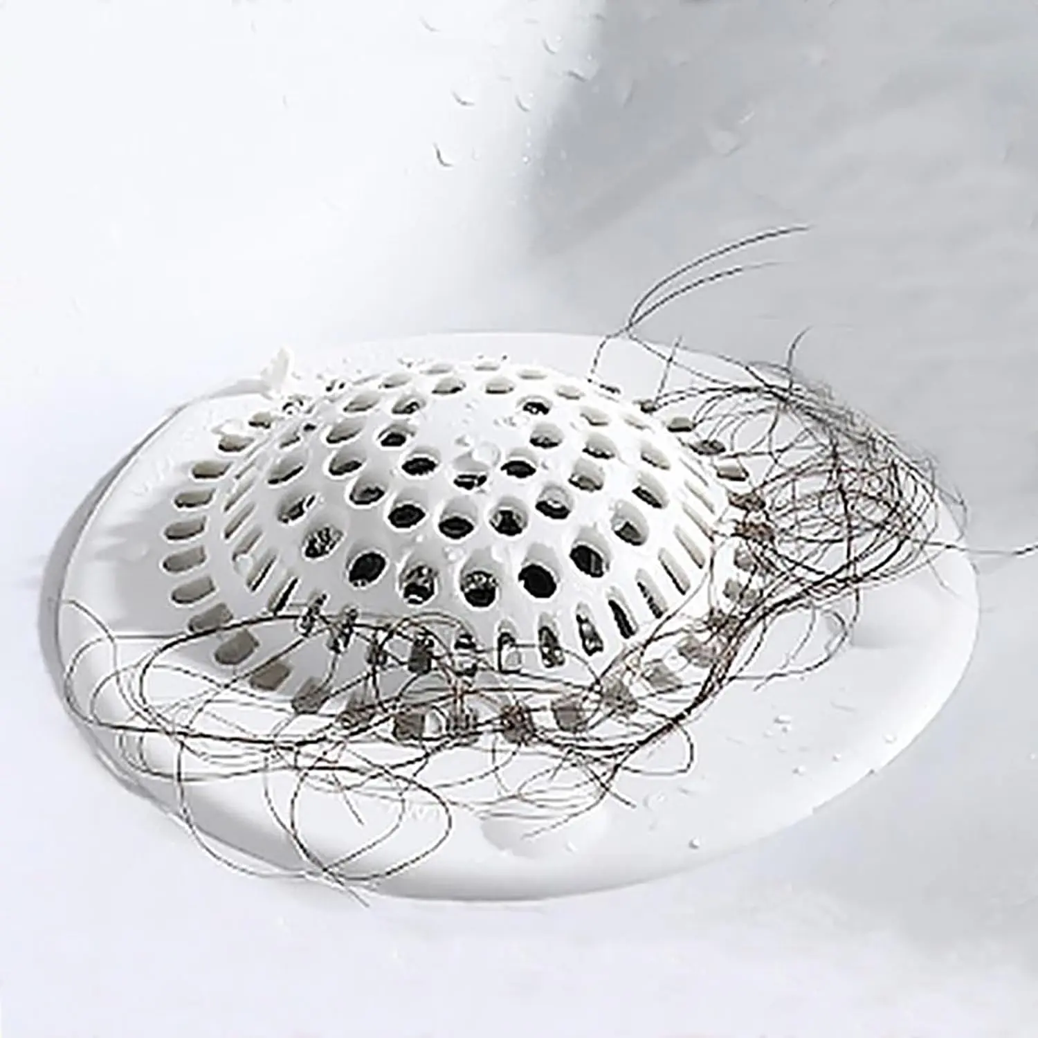 2 Pack White Drain Stopper Hair Catcher, Sink Strainer - Anti-Clog Drain Filter for Bathroom, Kitchen, Bathtub, Laundry Room, Non-Slip & Easy to Clean,  Fit