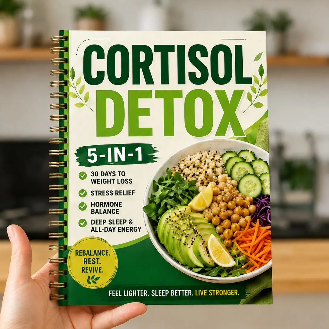 Cortisol Detox 5-In-1 A5 Spiral Bound Health Management Manual, 30-Day Stress Relief Sleep Energy Plan, Weight & Hormone Balance Guide, Healthy Lifestyle Gift Book