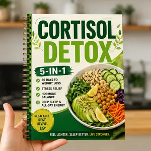 Cortisol Detox 5-In-1 A5 Spiral Bound Health Management Manual, 30-Day Stress Relief Sleep Energy Plan, Weight & Hormone Balance Guide, Lifestyle Gift Book