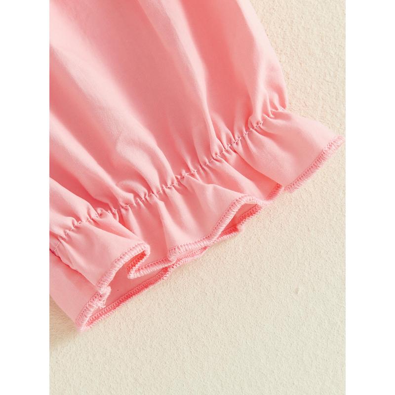 Toddler Baby Little Girls Easter Outfit Short Sleeve Smocked Embroidery Rabbit T-shirt with Elastic Waist Shorts Outfit 3M-3Y