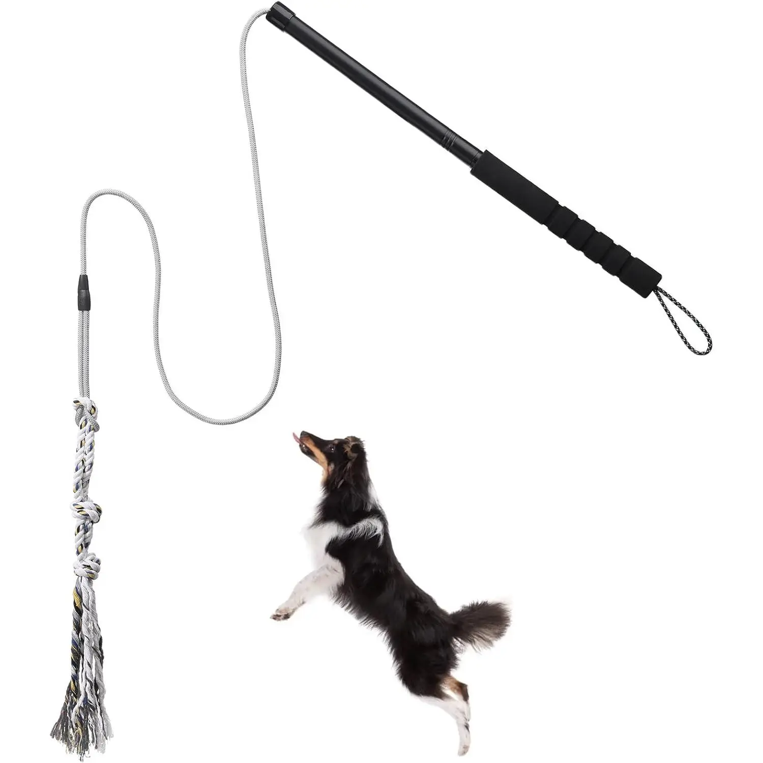 Flirt Pole for Small Medium Dogs,Interactive Chase and Tug of War Outdoor Dog Toys,Heavy Duty Dog Teaser Wand Chase Toys with Rope,Durable Flirt Stick Pole for Dogs Outside Agility Exercise & Training