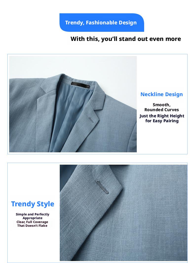 Men's Linen Blend Slim Fit Jacket  Breathable Casual Blazer, Two-Button Notch Lapel, Center Vent for Spring Fall