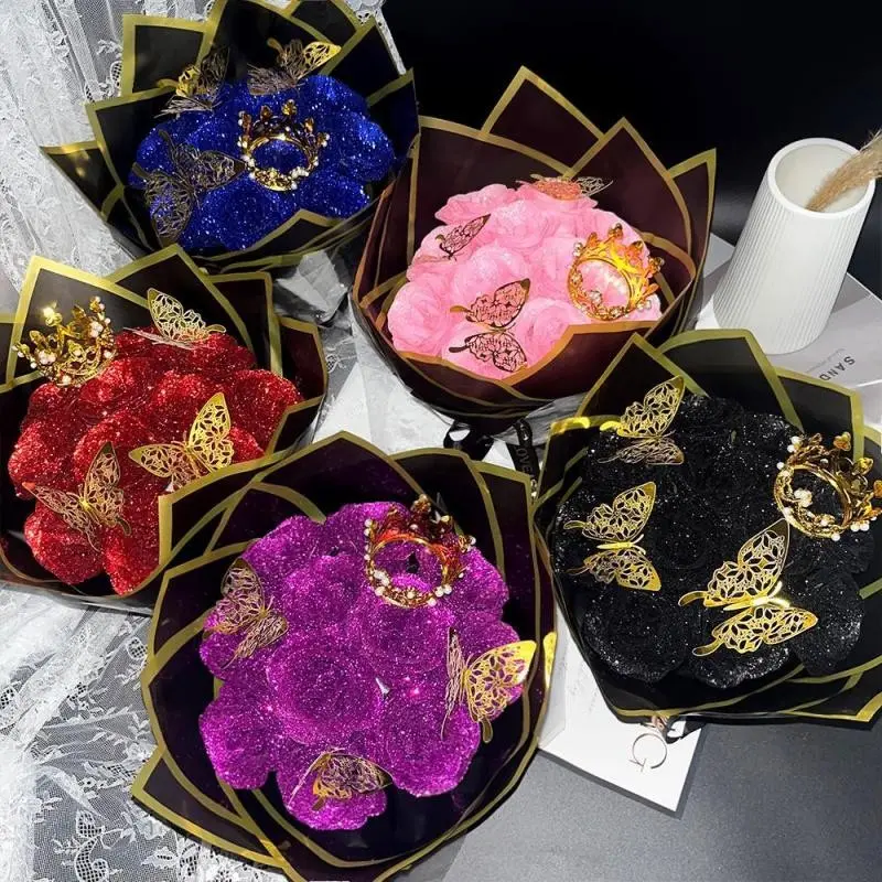 Glitter Rose Bouquet Tool Kit, 36-Piece Artificial Rose Set, Artificial Flowers, DIY Home Decoration, Diy Floral Decoration, Wedding Gift, Engagement Anniversary Decoration