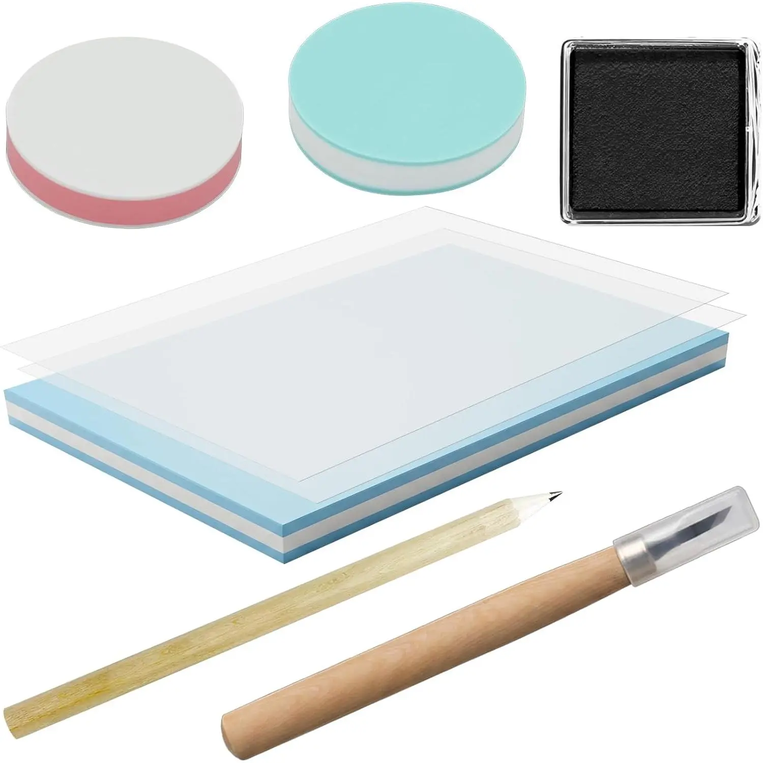 8 count Linoleum Block  Making Kit for Beginners Includes Linocut Rubber Carving Blocks with  Tools for Printmaking, Printing, and  Making DIY Crafts & Art Projects
