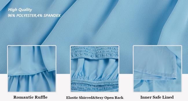 Imily Bela Women Off The Shoulder Romper Flowy Strapless Smocked Jumpsuit Playsuits Dress