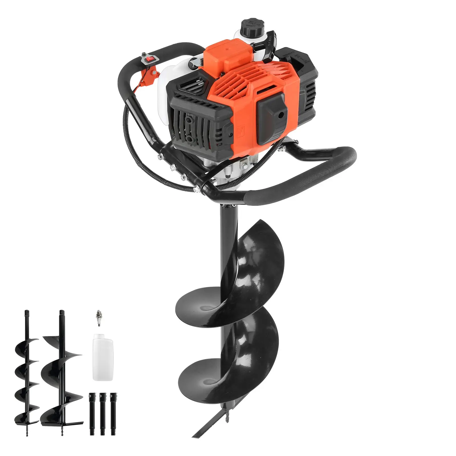 【DealsForYouDays】VEVOR Gas Powered Post Hole Digger, 52cc Post Hole Auger with 6" 10" Bits, 3 Extension Rods, 1450W Heavy-Duty Earth Auger for Fence Posts, Deck/ Pergola Posts, Plant/ Tree Planting, EPA Listed