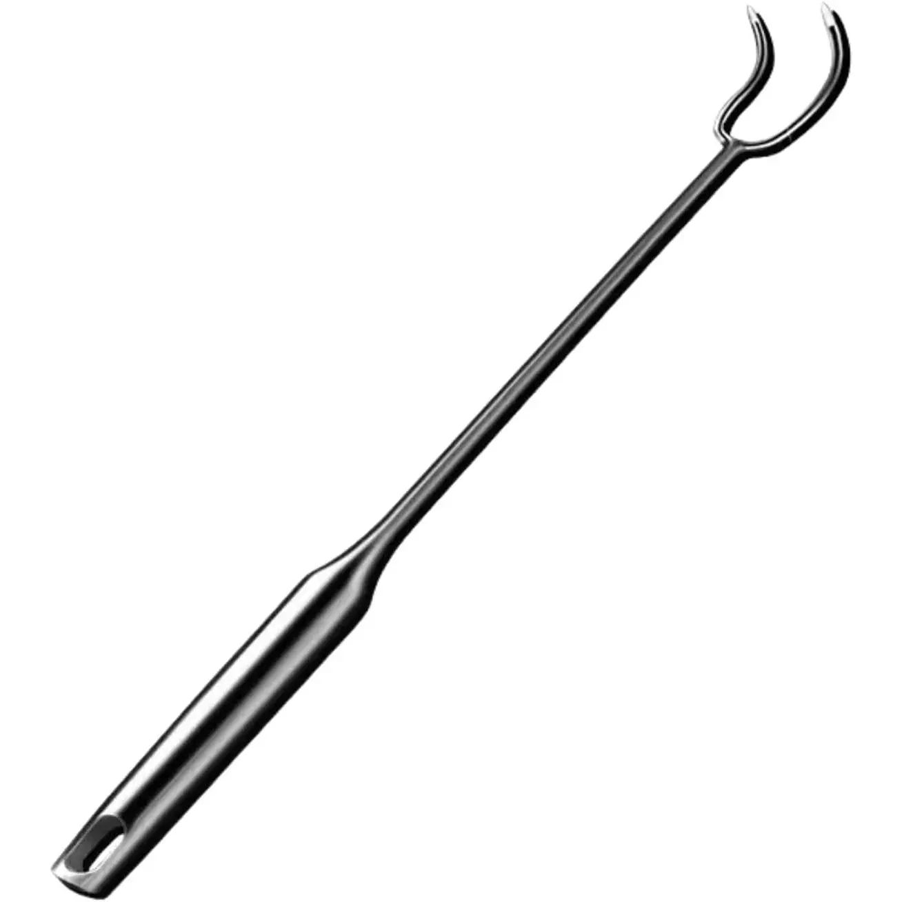 Heavy Duty Meat Hook Flipper (Double Hooks), 16 Inch Stainless Steel  Flipper Turner, BBQ Accessories  for Grilling  Frying, Long Handle Metal Meat Fork Hooks
