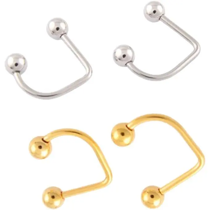DATOA 16G Stainless Steel Lip Monroe Medusa Hoop Rings C-Shaped  Ball Lippy Loop Labret Lip Rings   for Women Men