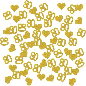 Happy 80th Birthday Gold Glitter Confetti Eighty Years Paper Scatter 80th Anniversary Party Table Decorations 120pcs