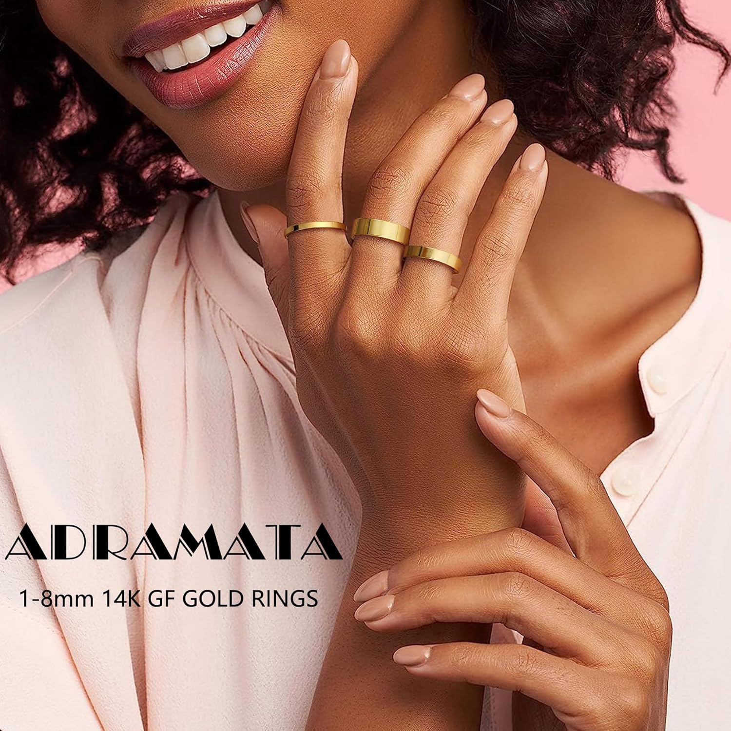1-8mm 14K Gold Filled Rings Stacking Rings for Women Stackable Rings Thin Band Rings Plain Pinky Thumb Finger Rings Trendy Mid Statement Rings Comfort Knuckle Rings Set