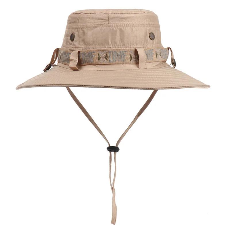 Summer Men Women Breathable Bucket Hat Outdoor UV Protection Wide Brim Panama Hat for Safari Hunting Hiking Mesh Fisherman Caps