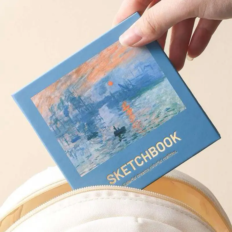 Oil Painting Cover Hard Shell Sketchbook, Square Blank Speed Drawing Book, Artistic Hand-Drawn Painting Notebook, Creative Design