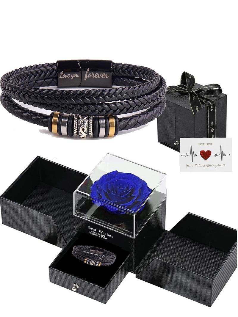 Men's Luxury Gift Set, Including Bracelet & Watch & Box, Fashionable Jewelry Set for Men, Ideal Gift for Father, New Dad, Gift for Him