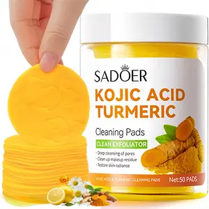 Kojic Acid Turmeric Cleansing Wipe Pads Exfoliate for Acne and Dark Spots