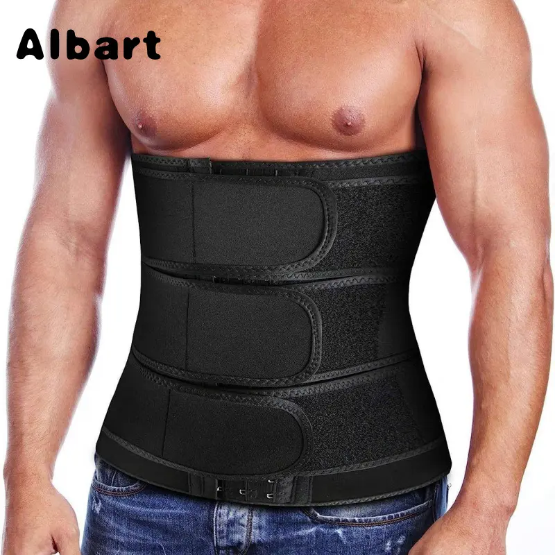 3 Pack Men Neoprene Waist Trainer Cincher Belt, Adjustable Multi Hook Closure Tummy Control Sweat Waist Shaper, Gym Workout Weight Loss Body Compression Corset With Back Support For Fitness Training Daily Wear