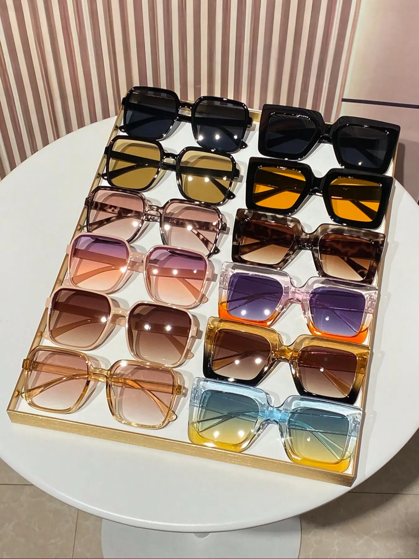 12 Pairs Simple Daily Eyeglasses for Women, Large Square Thick Frame Design, Fashion UV Protection Glasses for Beach & Outdoor Activities