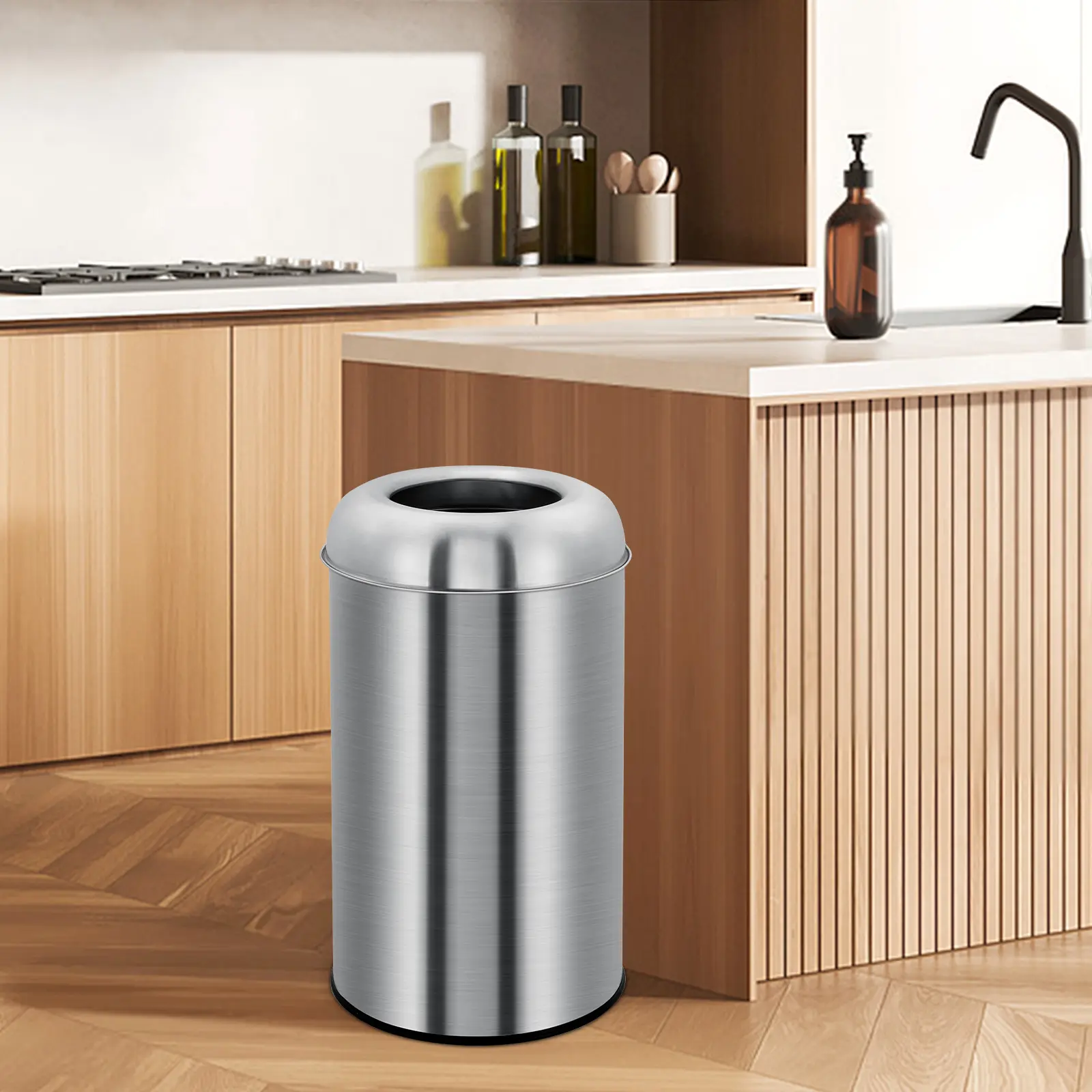 50L/70 L Heavy Duty Commercial Stainless Steel Kitchen Trash Can, Outdoor Indoor Tall Trash Bin Commercial Big Kitchen Garbage Bin Industrial Metal Trash with Removable Inner Wastebasket for Home, Office, Kitchen