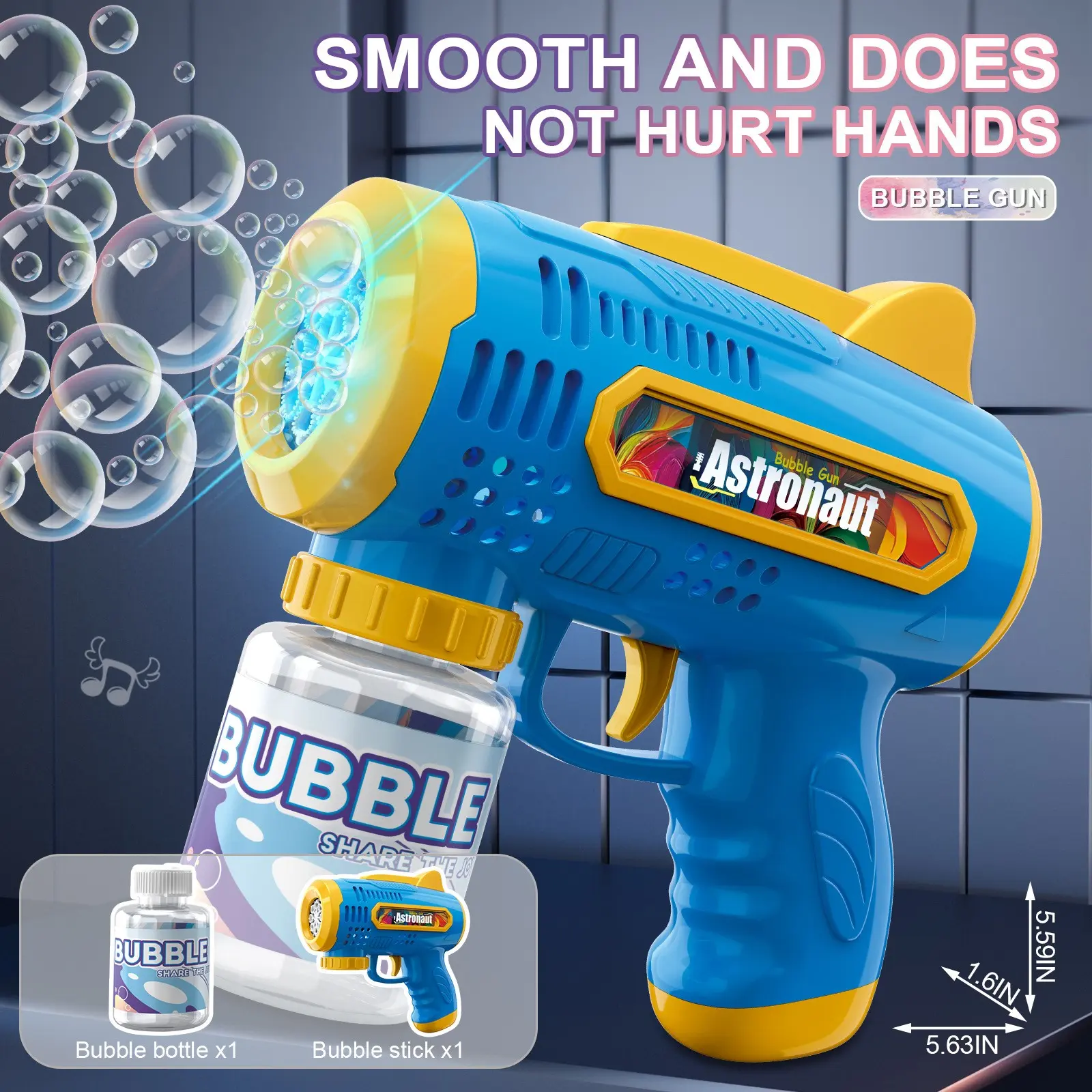 80ML Bubble Gun Toy for Kids, Automatic Bubble Maker, Sound & Light, Indoor Outdoor Play, Unisex, Ages 3+, Includes Box, Needs Batteries, Automatic Bubble Blower