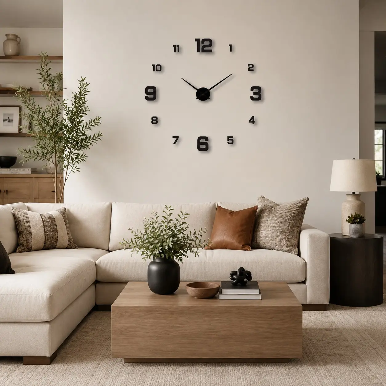 3D Mirror DIY Wall Clock, Modern Minimalist Large Screen Digital Clock, Silent Operation, Suitable for Living Room and Bedroom, No Drilling Back Glue Installation, DIY Decorations