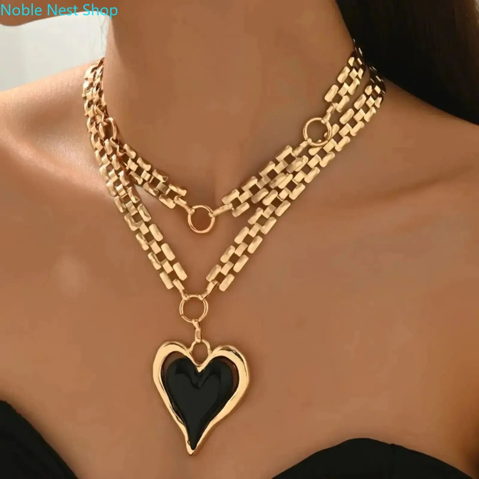 Mother’s Day Multi-Layer Heart Necklace & Earring Jewelry Set, Elegant Heart Pendant Accessory for Daily Casual, Party Occasions & Mom Holiday Gifting