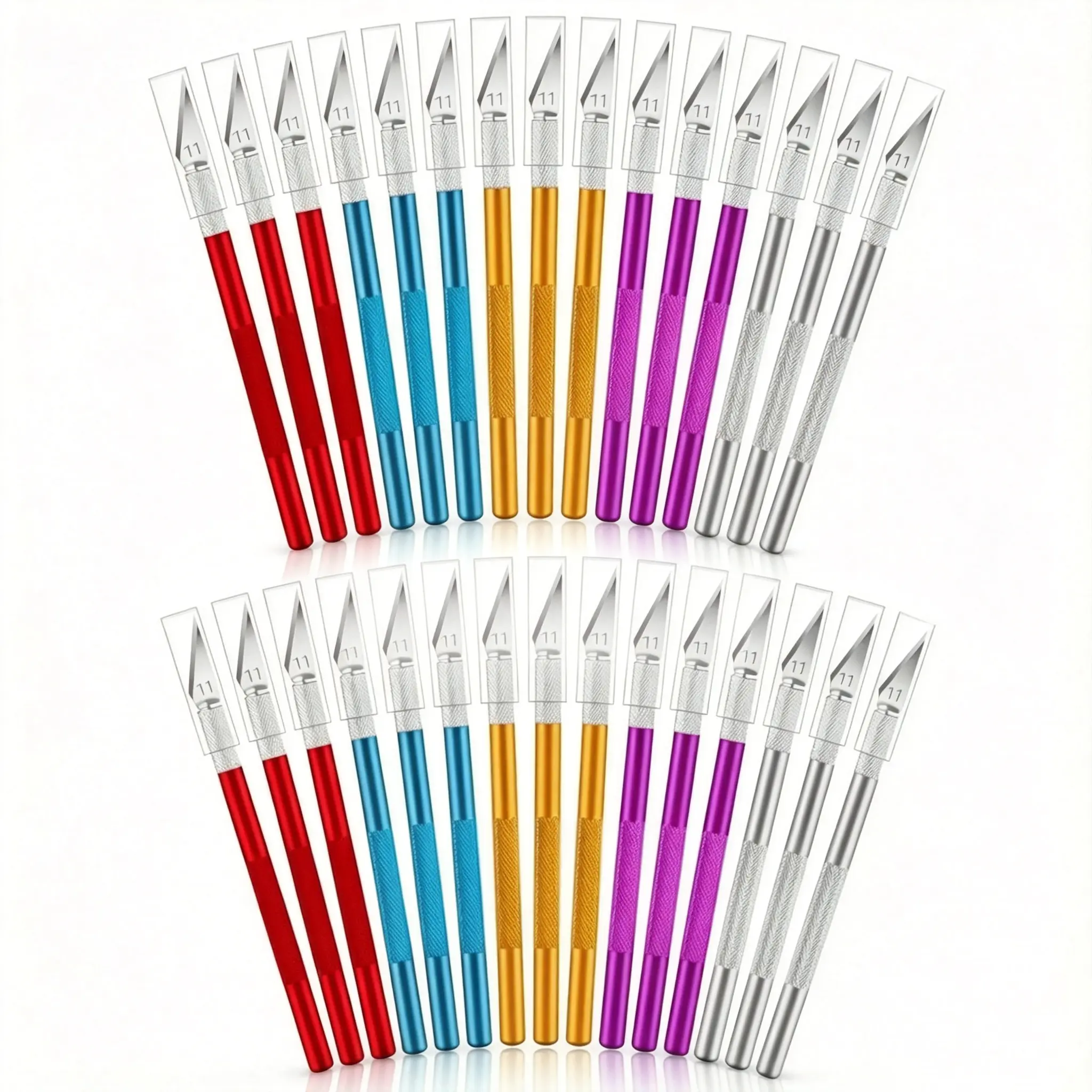 30-Pack Multicolor Precision Exacto Knife Set - Lightweight Compact Office Cutting Supplies with Comfortable Grip and Stability, Burr-Free Cuts for DIY Craft Lovers, Pumpkin Carving, Paper Trimming