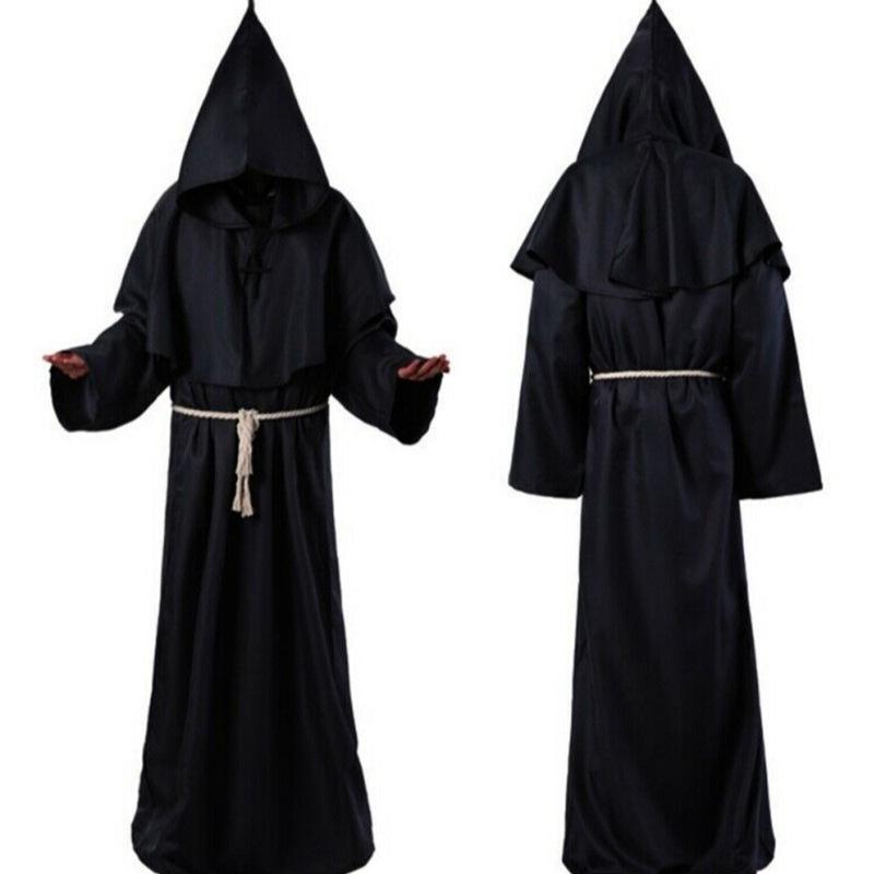 Monk Clothing Ancient Costume Medieval Monk Robe Wizard Clothing Priest Clothing Halloween Cos Costume for Men Women