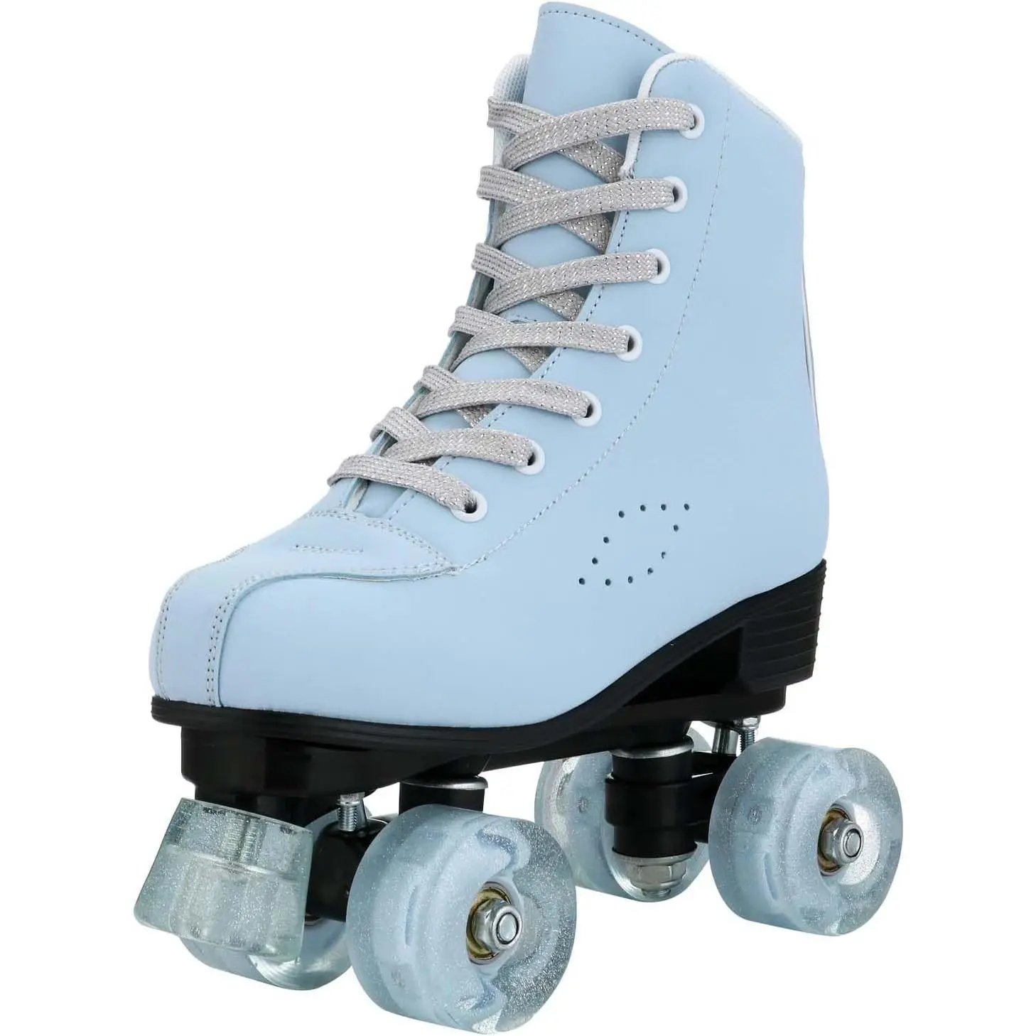 Cozy PU Leather Gradient Color Roller Skates with Flash Wheels for Girls Women Beginner Indoor Outdoor