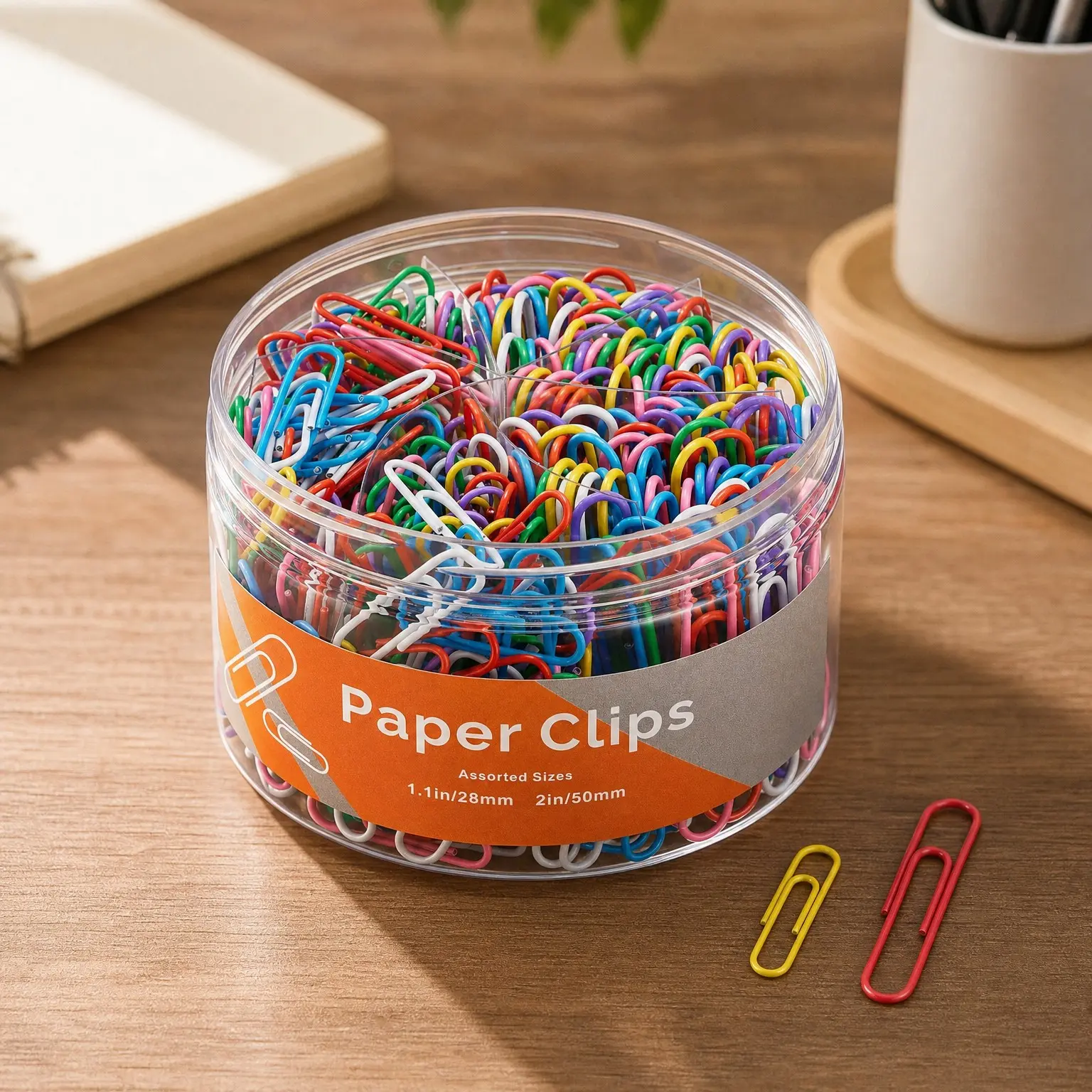 450pcs Paper Clips Assorted Sizes, Small and Large (1.1 inch, 2 inch), Coated Paperclips for Office, School & Document Organizing, Multicolor
