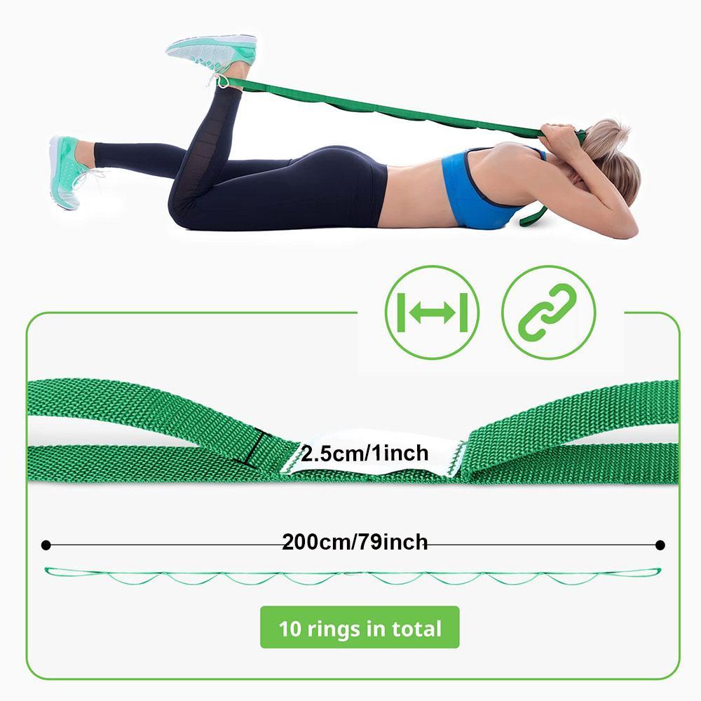 Yoga Stretch Band, 1 Count Non-elastic Yoga Stretch Band with 10 Rings, Fitness Equipment for Home Gym Workout, Yoga Accessories for Women & Men