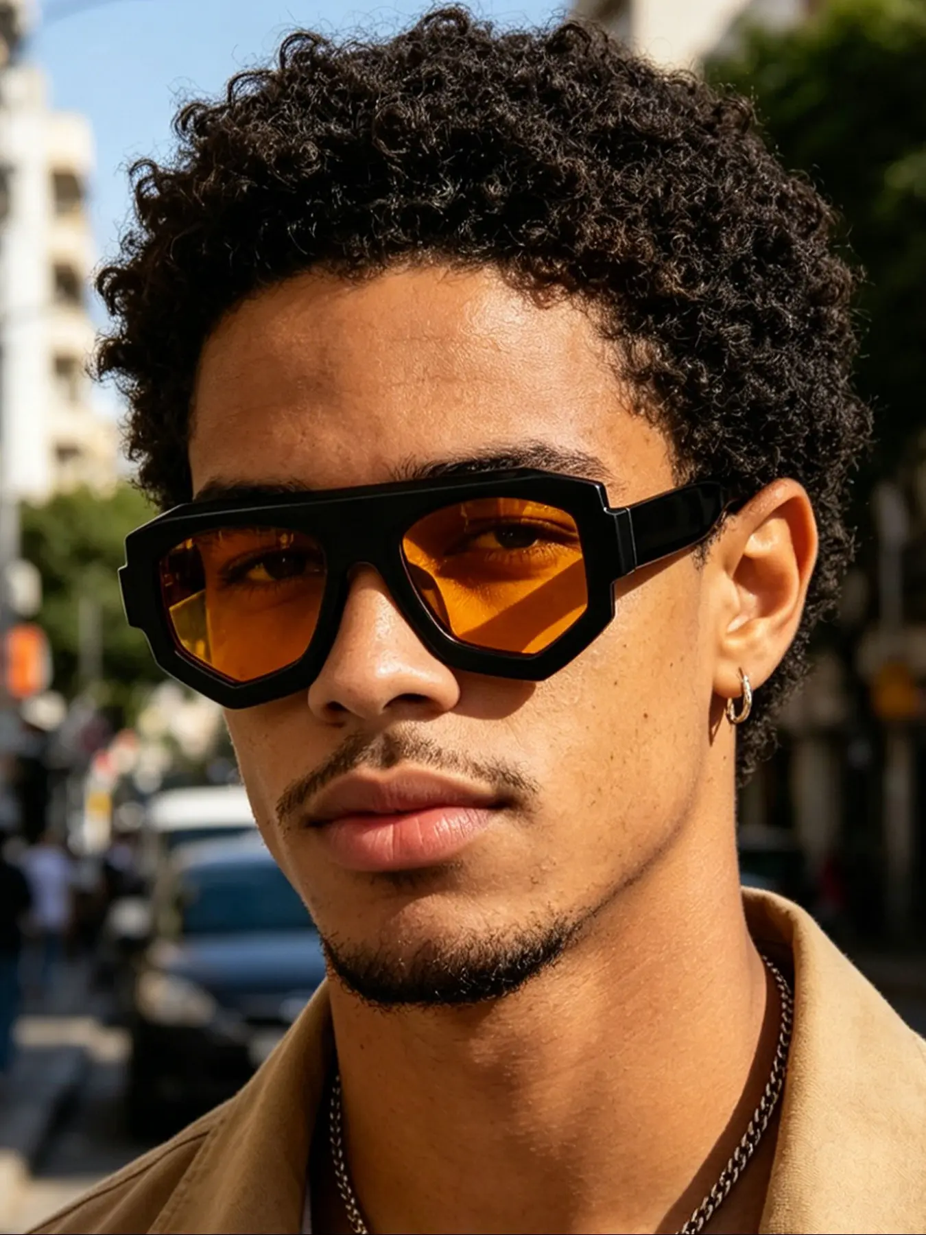 Vintage PC Multifaceted Large Frame Glasses, Unisex Fashion Eyewear, Ideal for Outdoor Events, Travel, Parties, Driving, Photo Props
