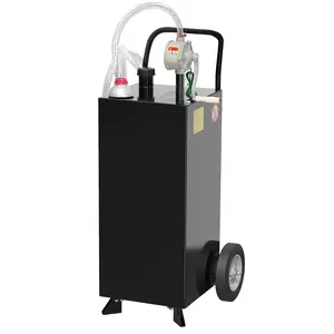 Portable Fuel Caddy 20/30/35/40/45 Gallon with Manual Transfer Pump and 2 Wheels – Heavy-Duty Gasoline & Fuel Storage Tank for Cars, Boats, Lawn Mowers, ATVs – Reliable Outdoor Fuel Container,Black/Orange/Red