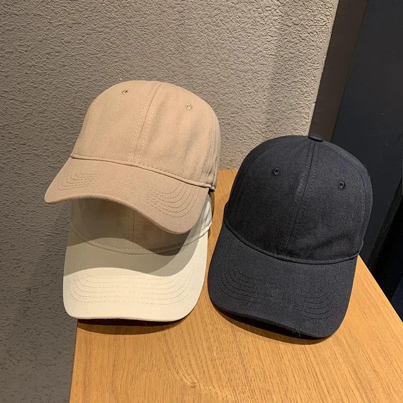 Soft top versatile duckbill cap casual men's curved brim sports hat American solid color baseball cap women's spring and summer