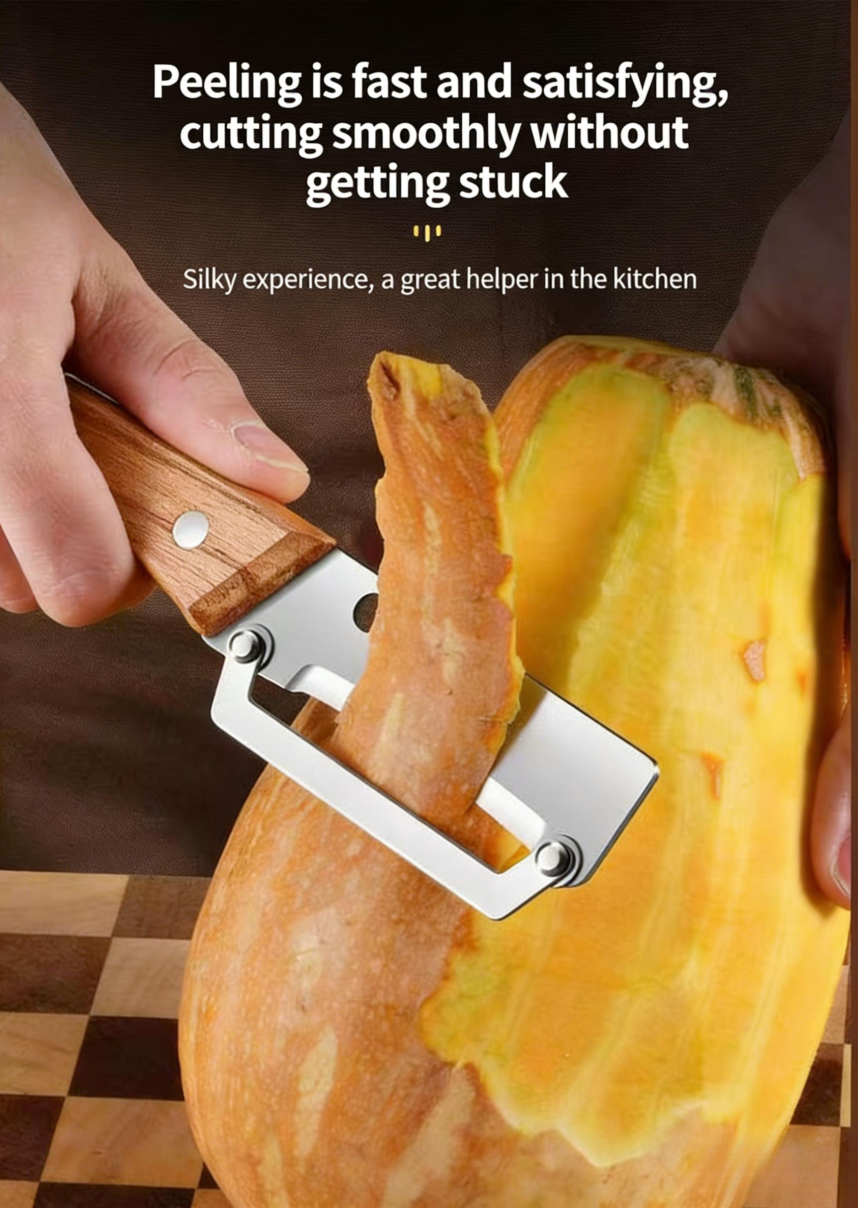 2PCS Multi Function Stainless Steel Peeler with Wooden Handle, Kitchen Fruit Vegetable Potato Peeler