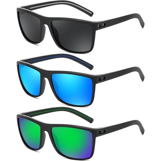 3 Pairs Polarized Sunglasses for Men Women, Trendy Casual Square Lightweight Frame, TAC Lens with UV Protection for Driving, Trendy Casual Sunglasses, Men's Sunglasses,summer outifit,travel essentials