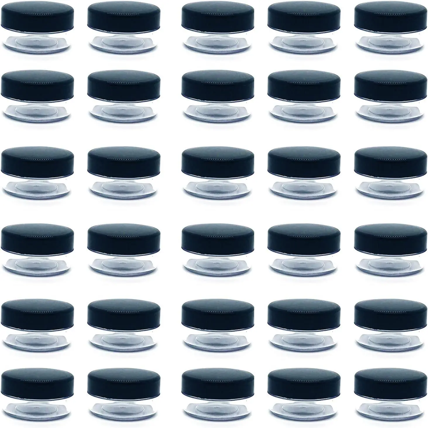 30 count Sample Containers, 10 Gram Mini Sample Jars for , Eye shadow, Black Lid