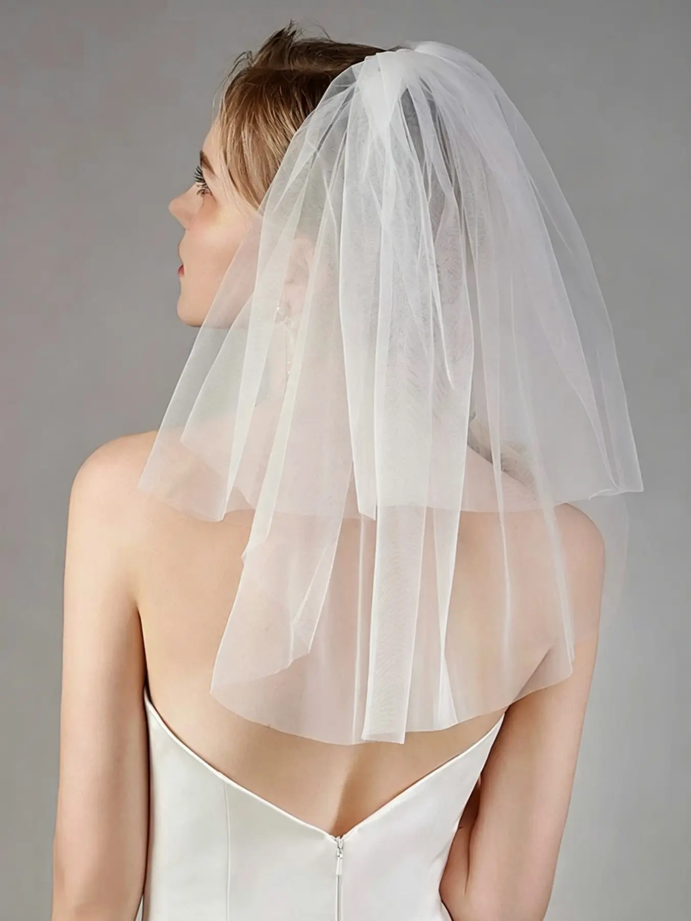 Classic Simple Bridal Veil, Short Two-Layer Pure Color Wedding Headpiece, Versatile High-End Bride Accessory, Elegant Bridal Wear, Wedding Veils For Brides
