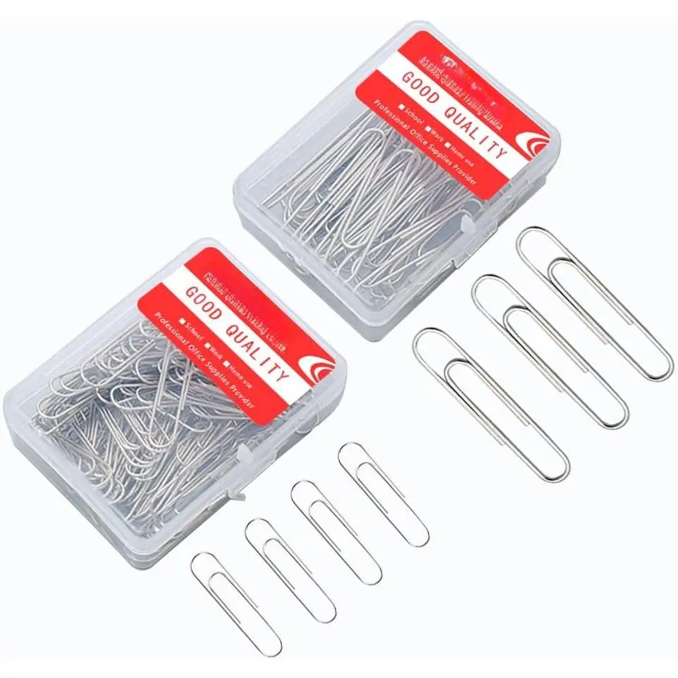 220 count  Paper Clips, Medium and  Size (1.3 inch & 2 inch) Office Paperclips - with Storage Box in Each Size for Easy Storage