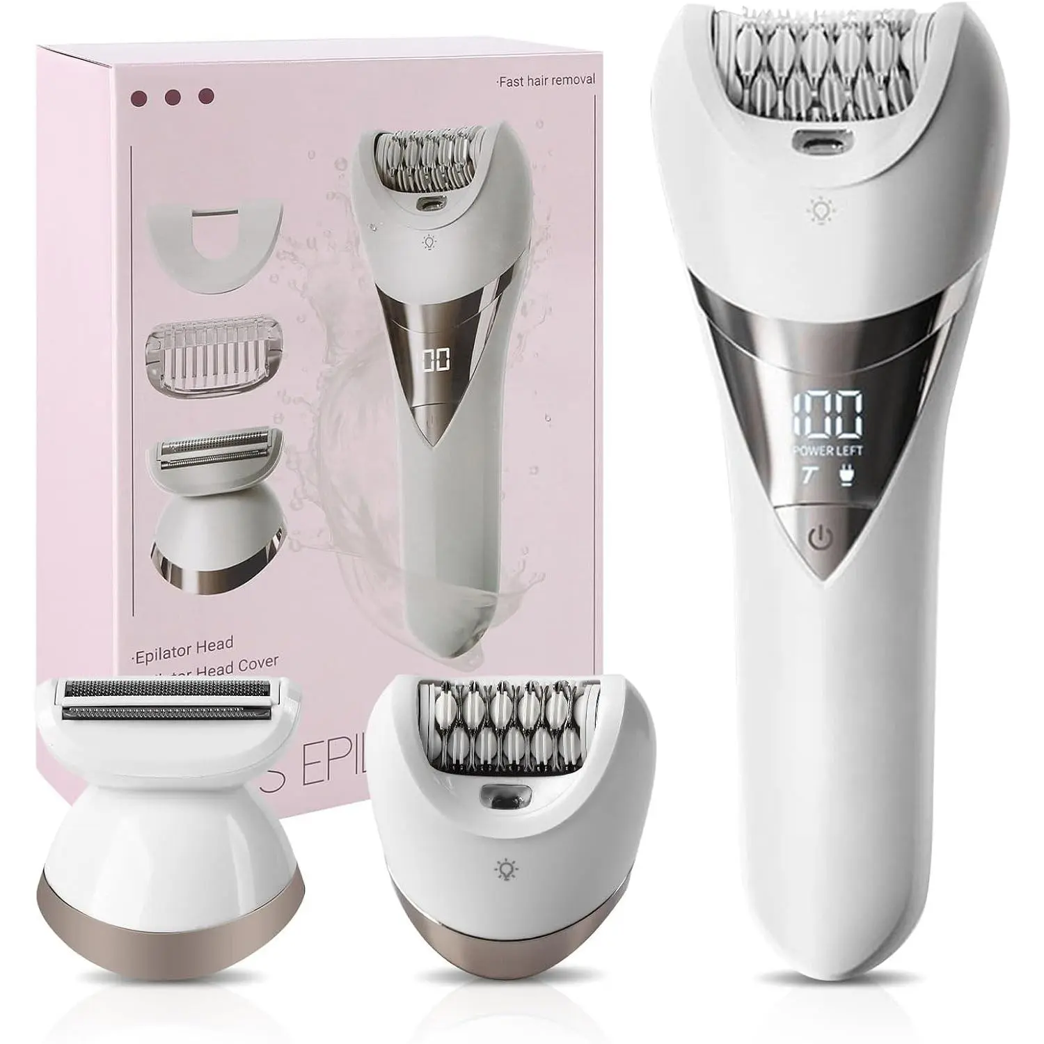 Epilator for Women,Cordless Epilators Hair Removal,Women Shaver for Leg,Armpit,Arm Trimmer,Shave& Epilate,Wide Head for Fast Epilation,Wet & Dry,2 SpeedsGift