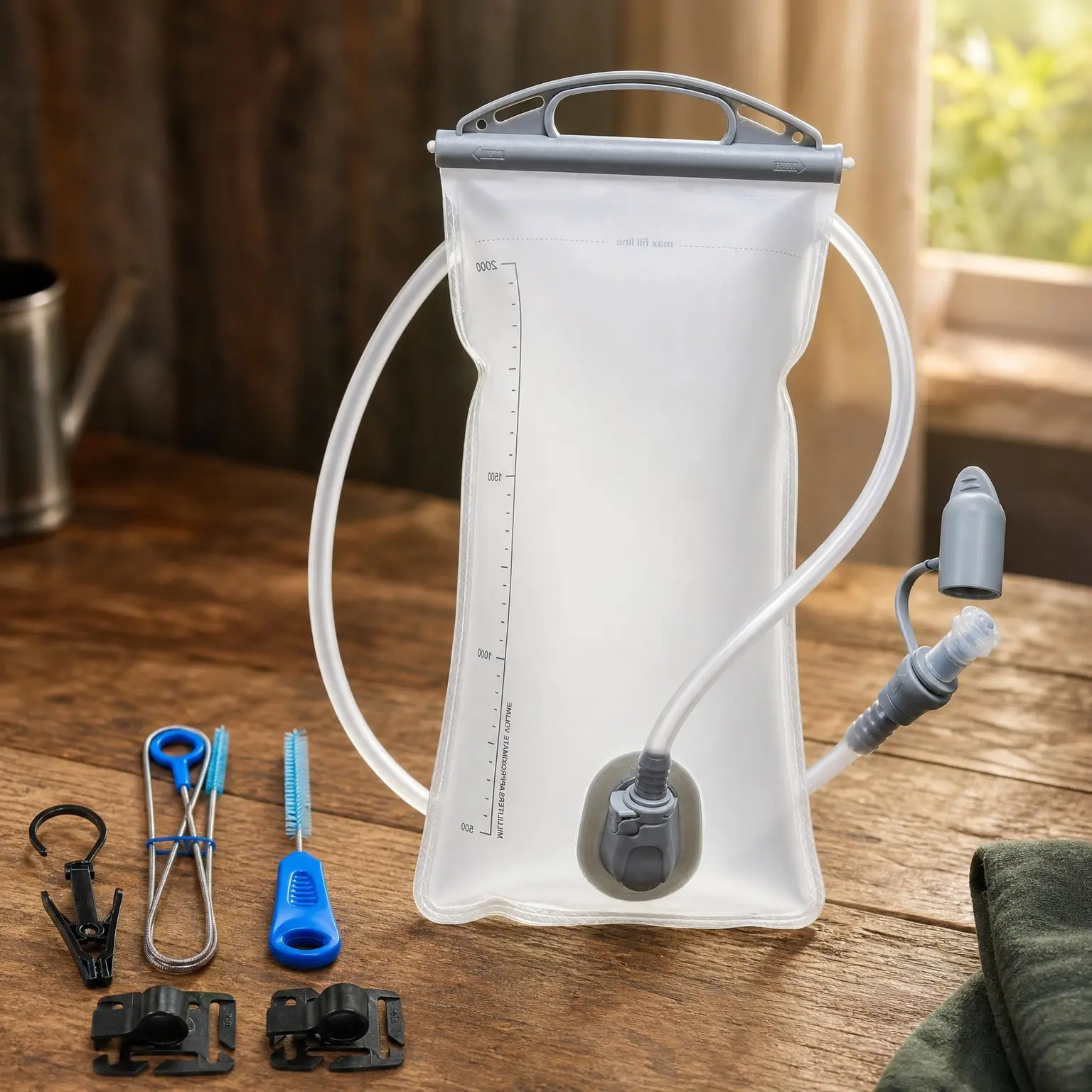 2L/3L Hydration Bladder Kit with Cleaning Kit, 6-in-1 BPA-Free Leakproof Water Bladder, Wide Opening, High-Flow Bite Valve for Hiking, Running, Cycling BackpackGift