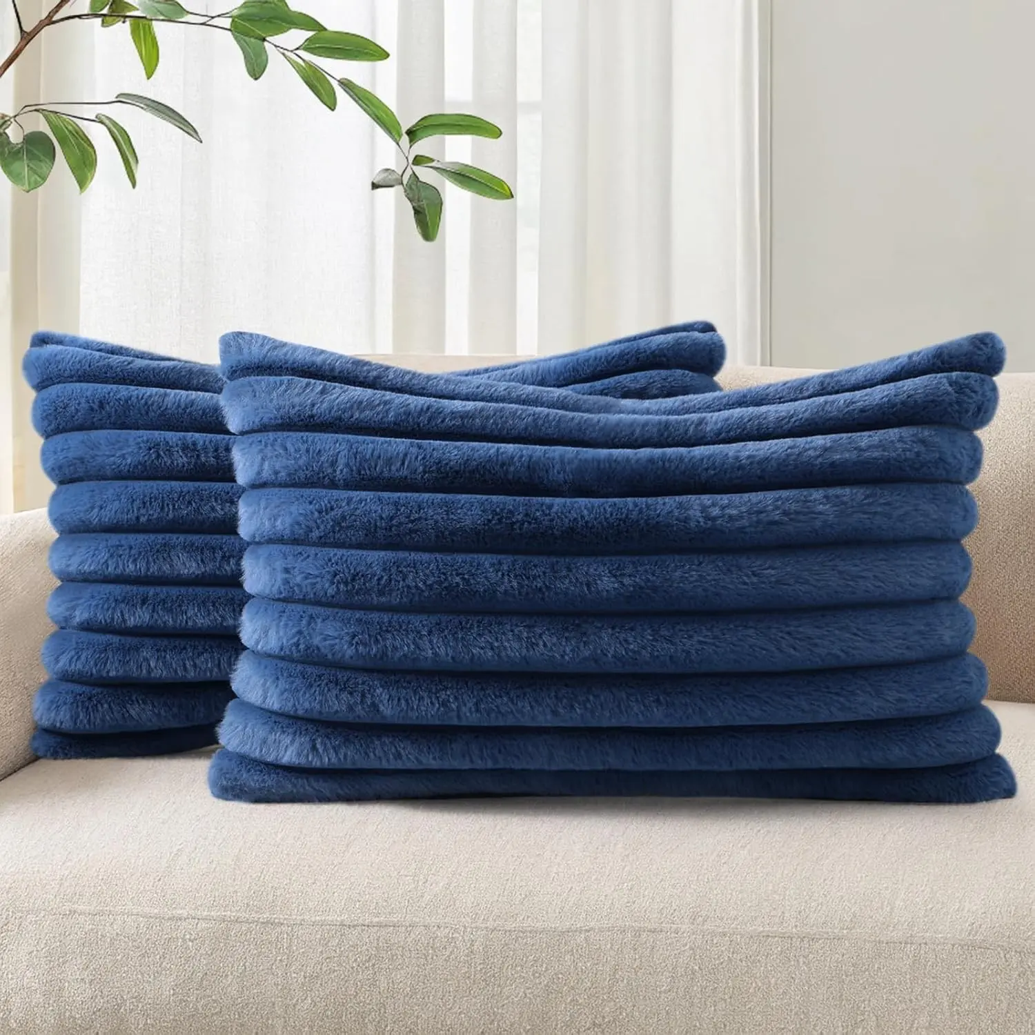 2 Blue Plush Pillowcases, Bedding, Soft and Breathable, Gentle on Hair and Skin, Enhances Sleep Quality, Ideal Gift for Travel, Enhanced Sleep, Luxurious